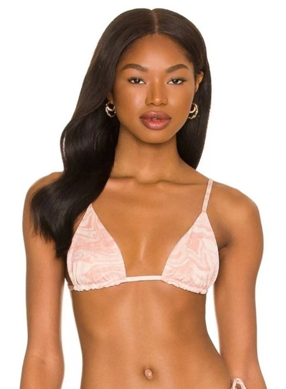 L*Space Brittany Triangle Bikini Top In All Swirled Up Pink/Mauve Medium Nwt